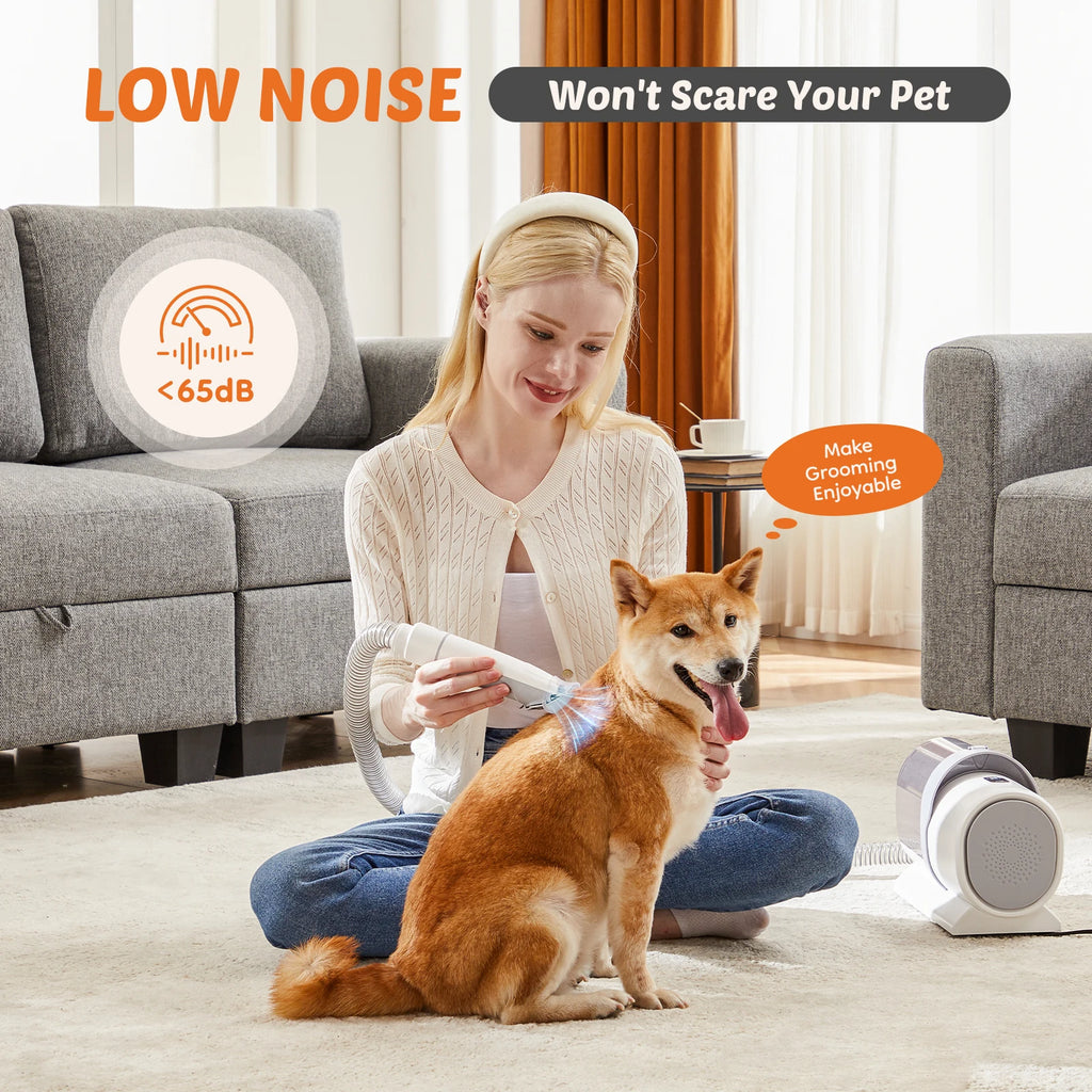 WhisperVac™ 5-in-1 Pet Grooming Vacuum & Trimmer Kit — Low-Noise