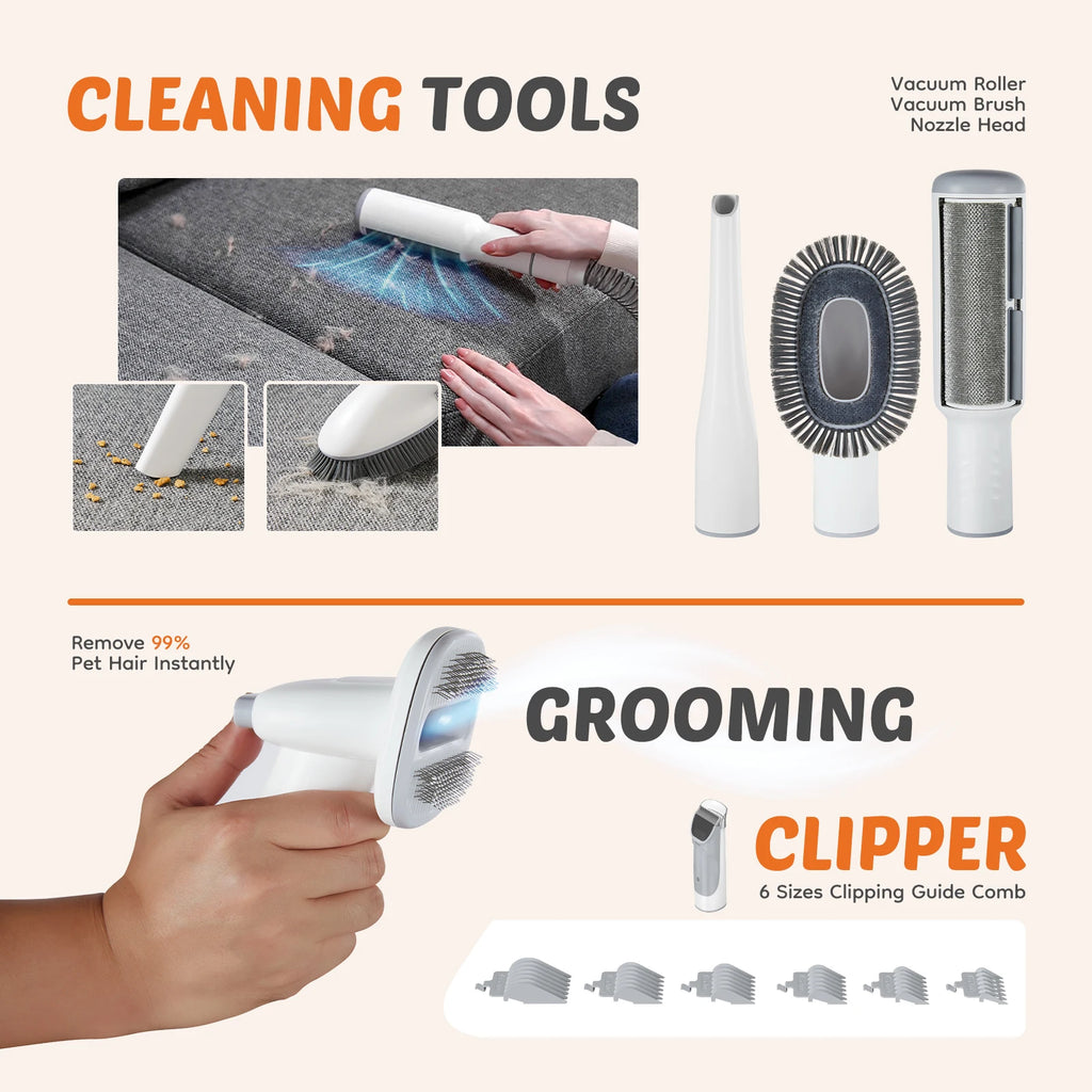 WhisperVac™ 5-in-1 Pet Grooming Vacuum & Trimmer Kit — Low-Noise