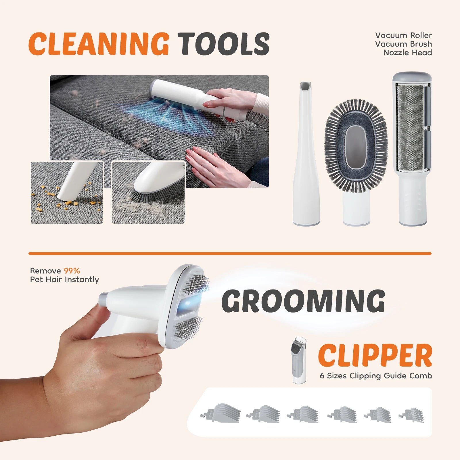 WhisperVac™ 5-in-1 Pet Grooming Vacuum & Trimmer Kit — Low-Noise