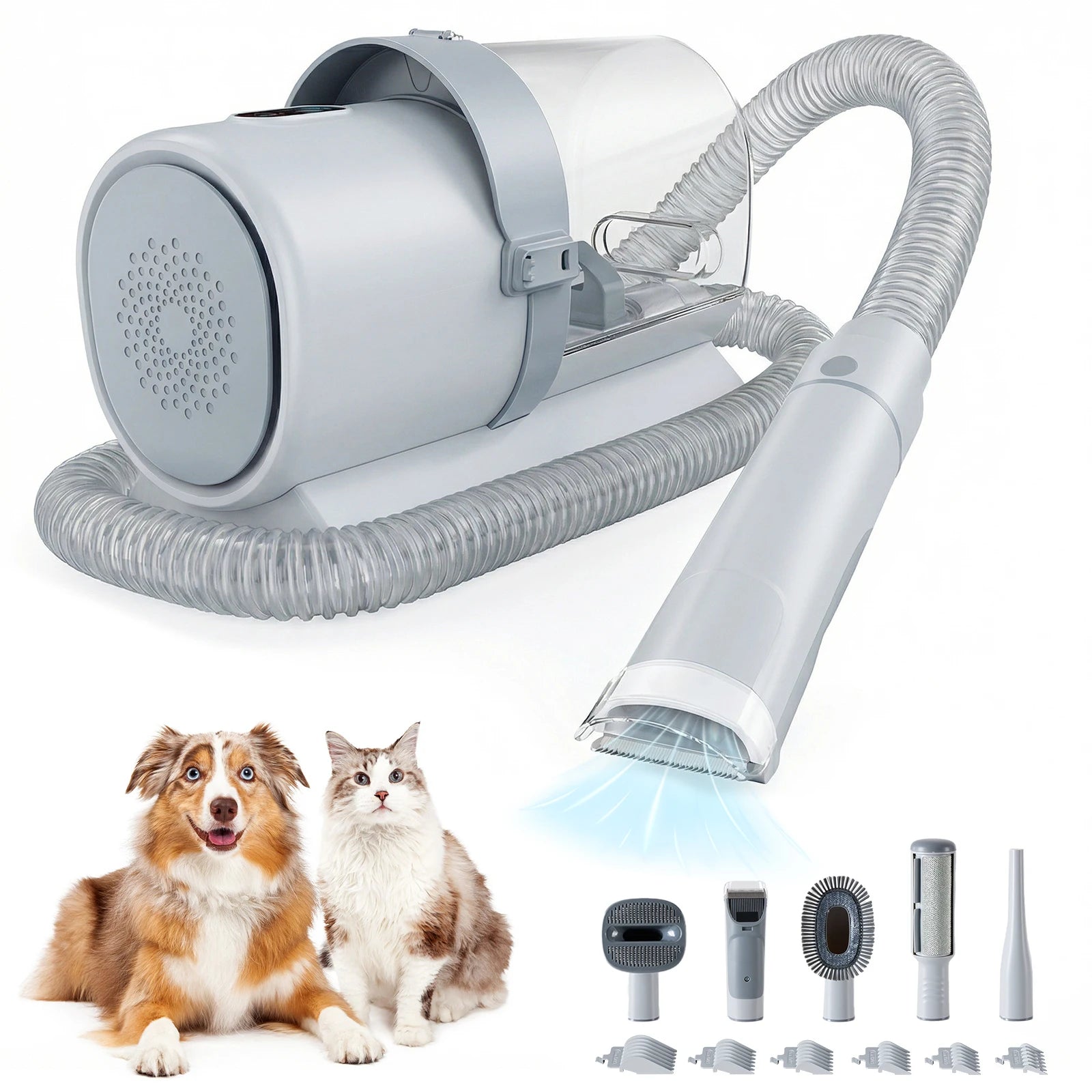 WhisperVac™ 5-in-1 Pet Grooming Vacuum & Trimmer Kit — Low-Noise